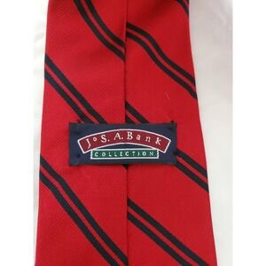 Jos A Bank Collection Drk Red/ Navy Stripe Diagonal Silk 57.75 " Lenght  4" Wide